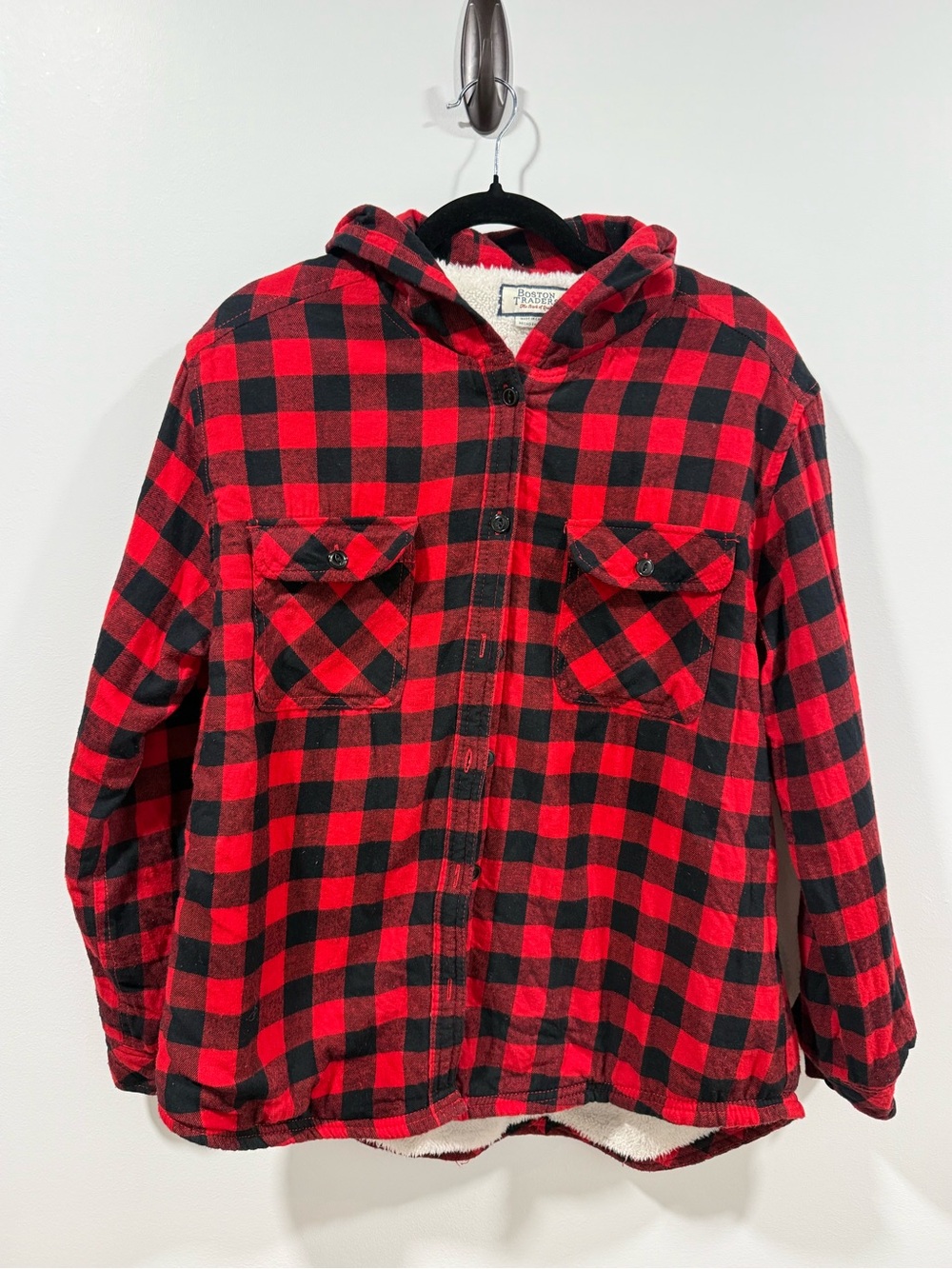 Women’s Red & Black Plaid Hooded Jacket
